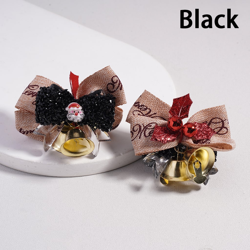 Sugar Acrylic Beads w Santa Claus & Christmas Tree Bowties Bells Shiny Cone Shape Rhinestones Fabric Bowtie, Multi-Color, Random Mix