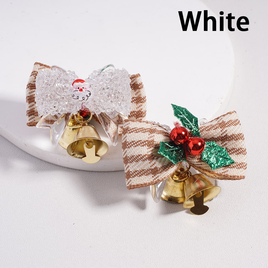 Sugar Acrylic Beads w Santa Claus & Christmas Tree Bowties Bells Shiny Cone Shape Rhinestones Fabric Bowtie, Multi-Color, Random Mix