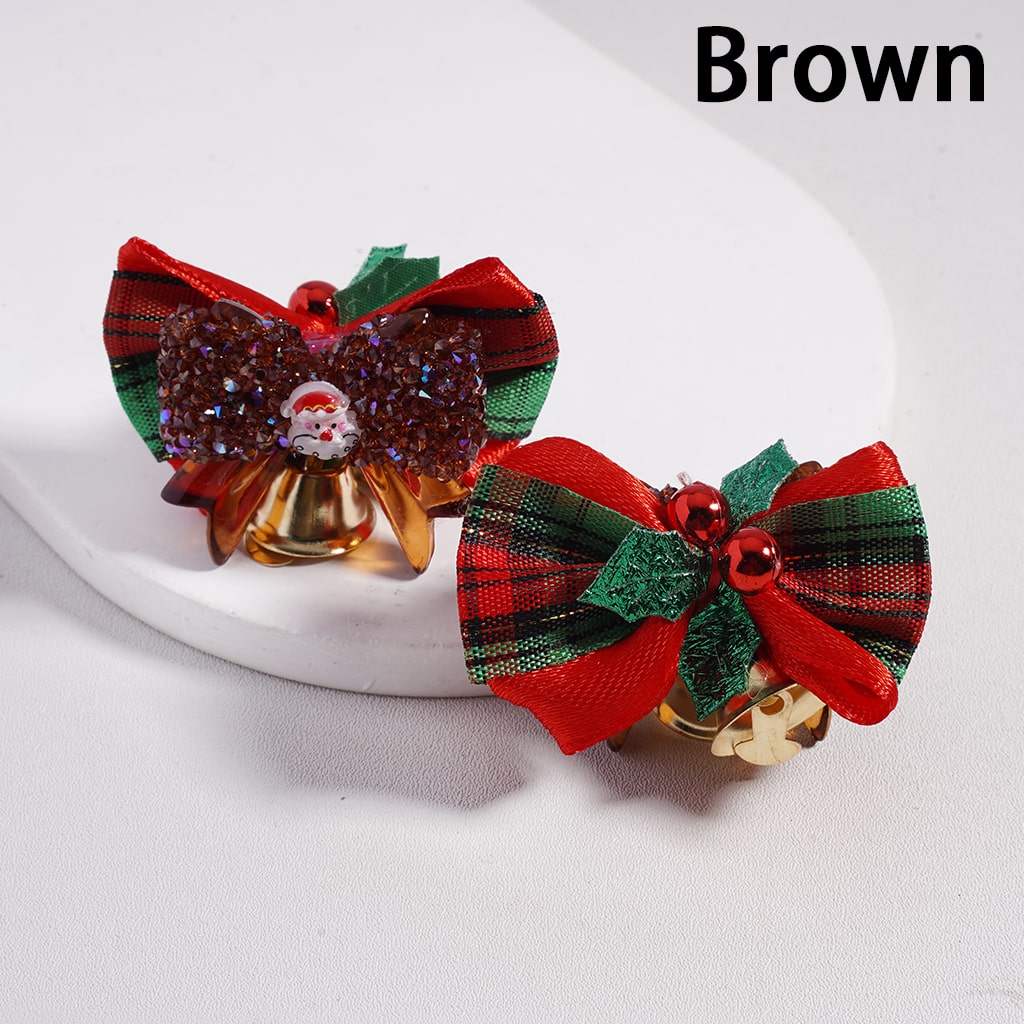 Sugar Acrylic Beads w Santa Claus & Christmas Tree Bowties Bells Shiny Cone Shape Rhinestones Fabric Bowtie, Multi-Color, Random Mix