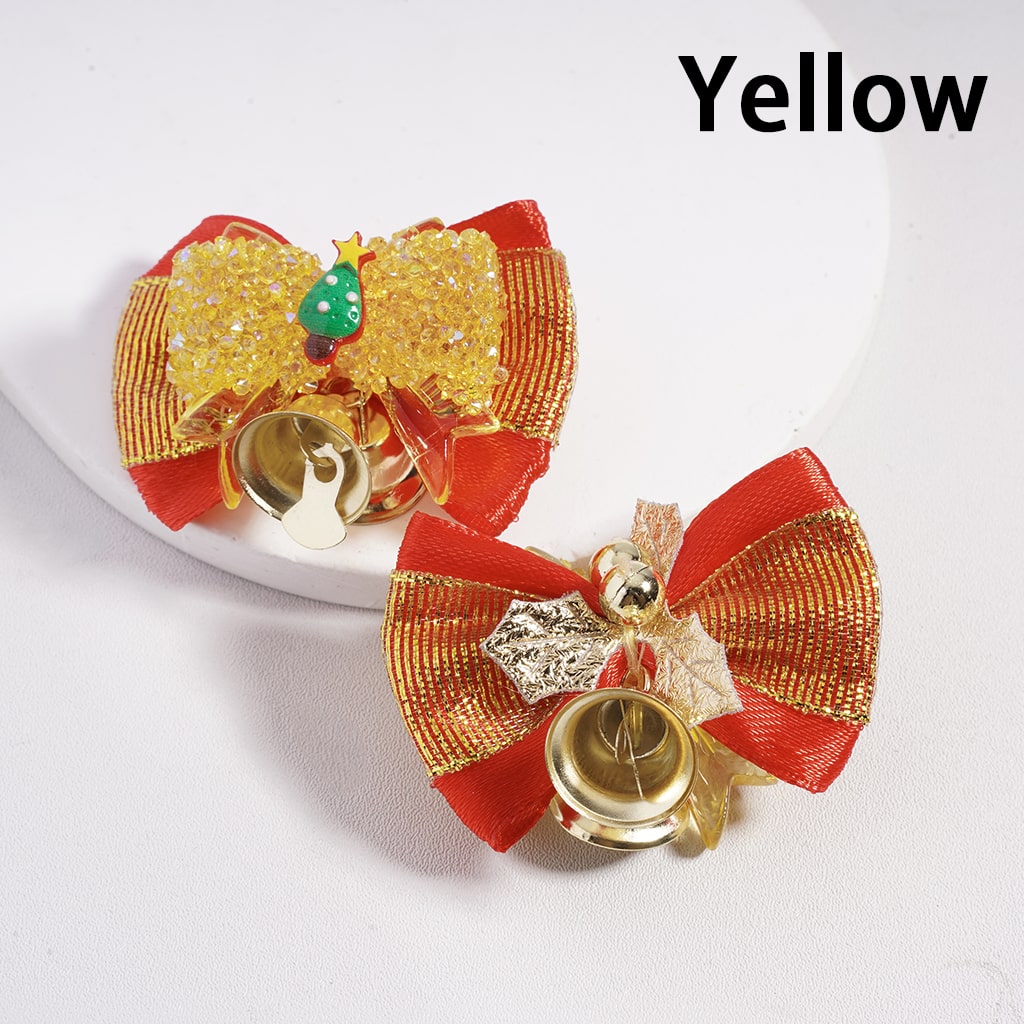 Sugar Acrylic Beads w Santa Claus & Christmas Tree Bowties Bells Shiny Cone Shape Rhinestones Fabric Bowtie, Multi-Color, Random Mix