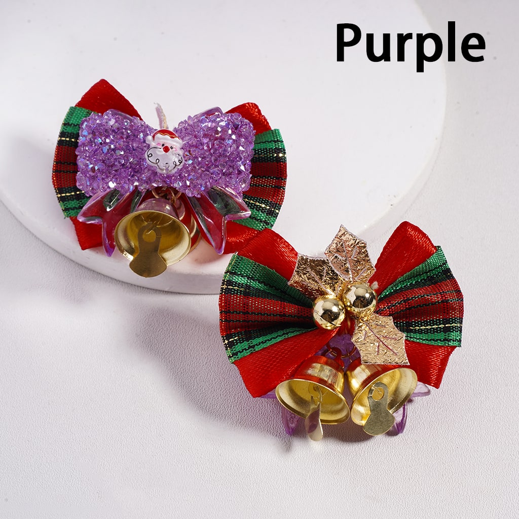 Sugar Acrylic Beads w Santa Claus & Christmas Tree Bowties Bells Shiny Cone Shape Rhinestones Fabric Bowtie, Multi-Color, Random Mix