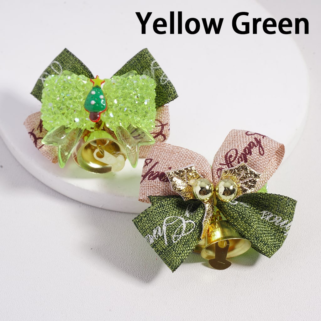 Sugar Acrylic Beads w Santa Claus & Christmas Tree Bowties Bells Shiny Cone Shape Rhinestones Fabric Bowtie, Multi-Color, Random Mix