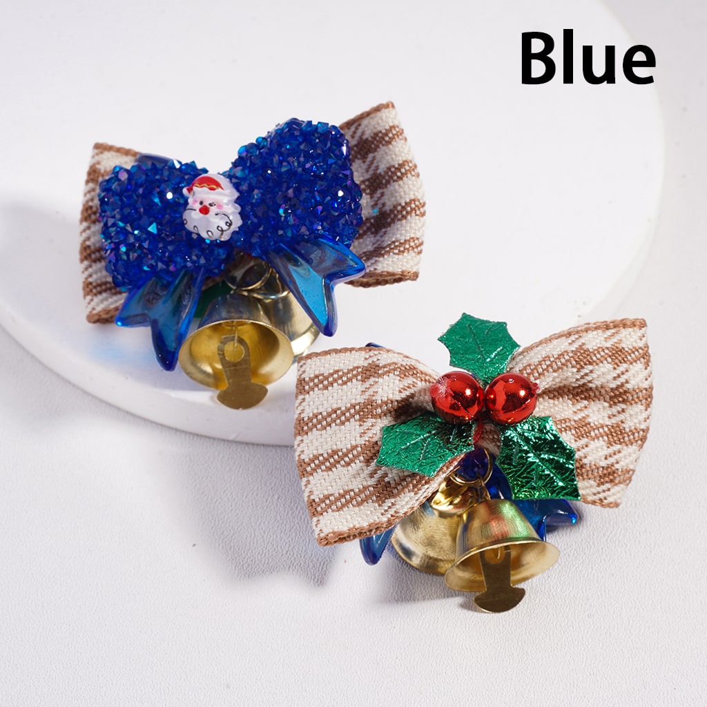 Sugar Acrylic Beads w Santa Claus & Christmas Tree Bowties Bells Shiny Cone Shape Rhinestones Fabric Bowtie, Multi-Color, Random Mix