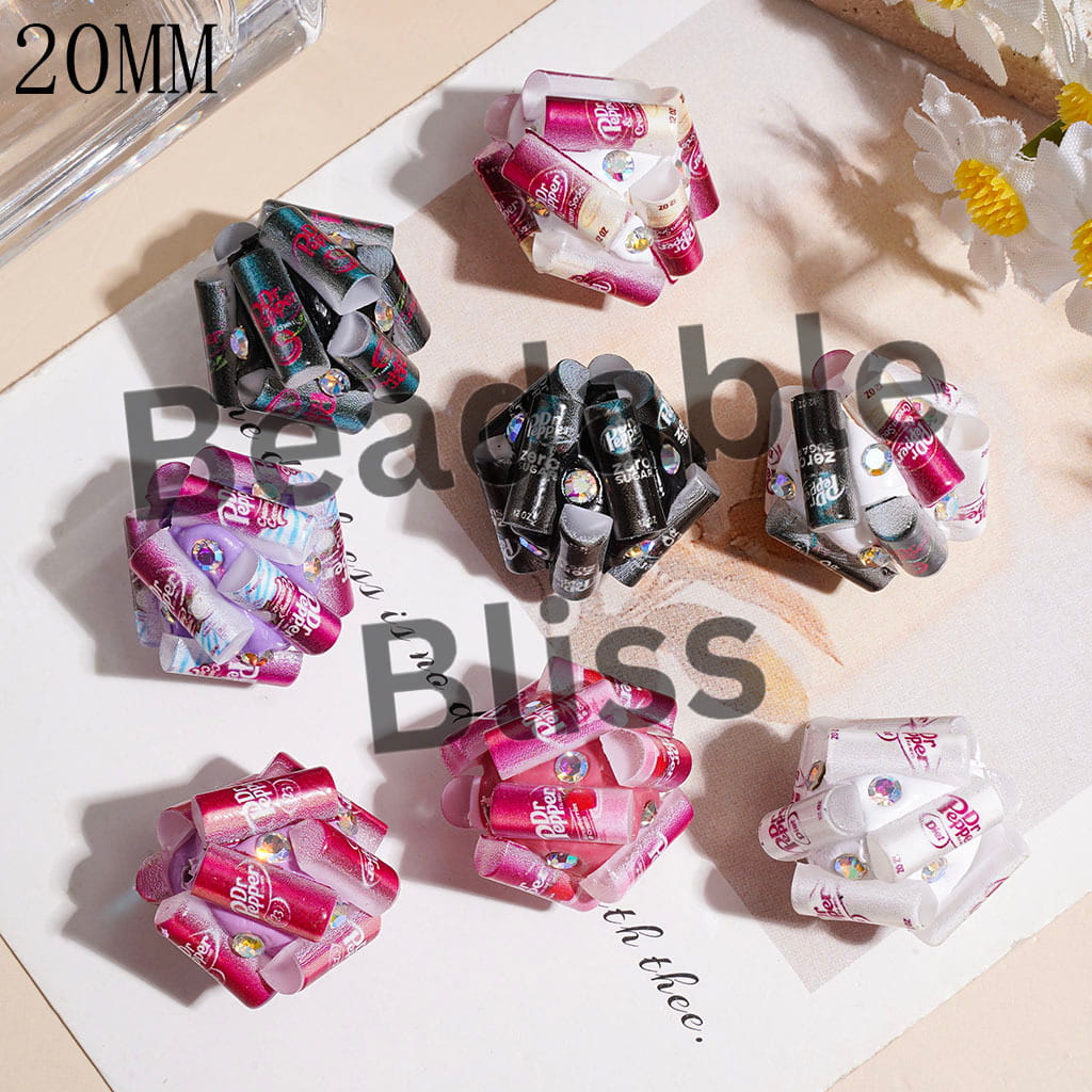 Clay Beads with Soda Drinking Can and AB Rhinestone, 20MM Multi-Color Random Mix