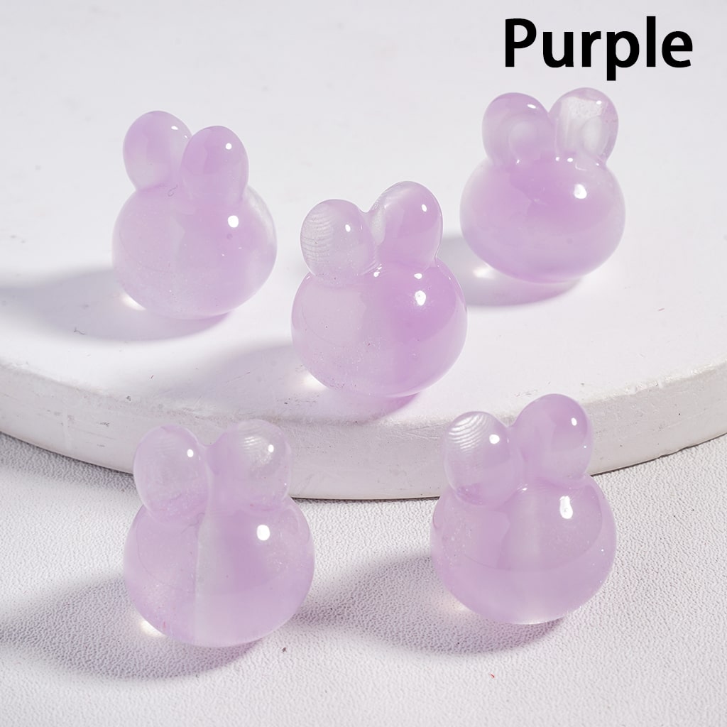 Acrylic Beads Color Changing Cat Eye Style Rabbit Head Glitter Inside, Random Mix, Height 18MM