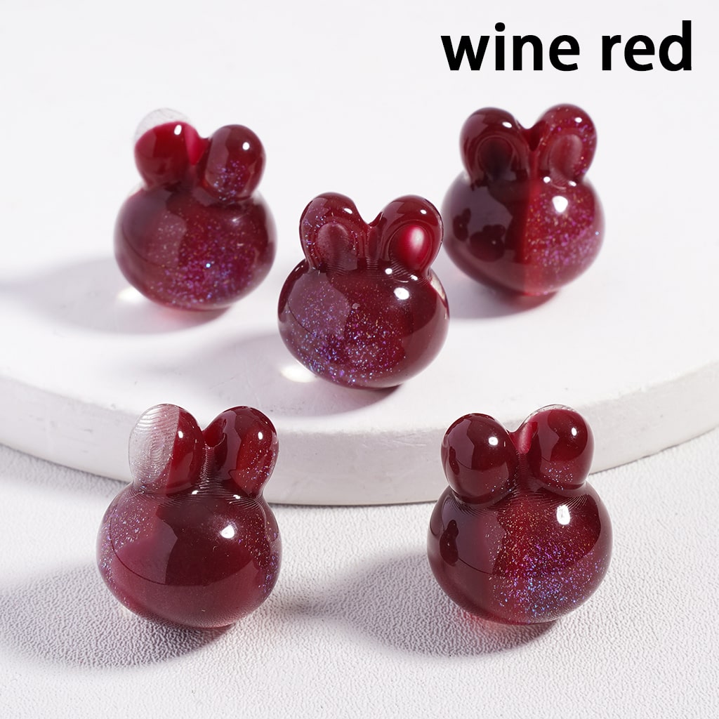 Acrylic Beads Color Changing Cat Eye Style Rabbit Head Glitter Inside, Random Mix, Height 18MM