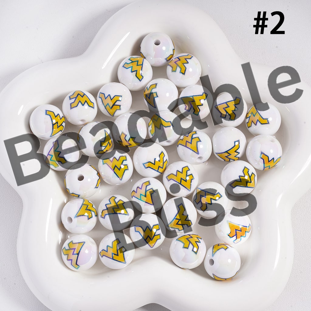 Acrylic Beads UV Coating American College Football Series, 16MM