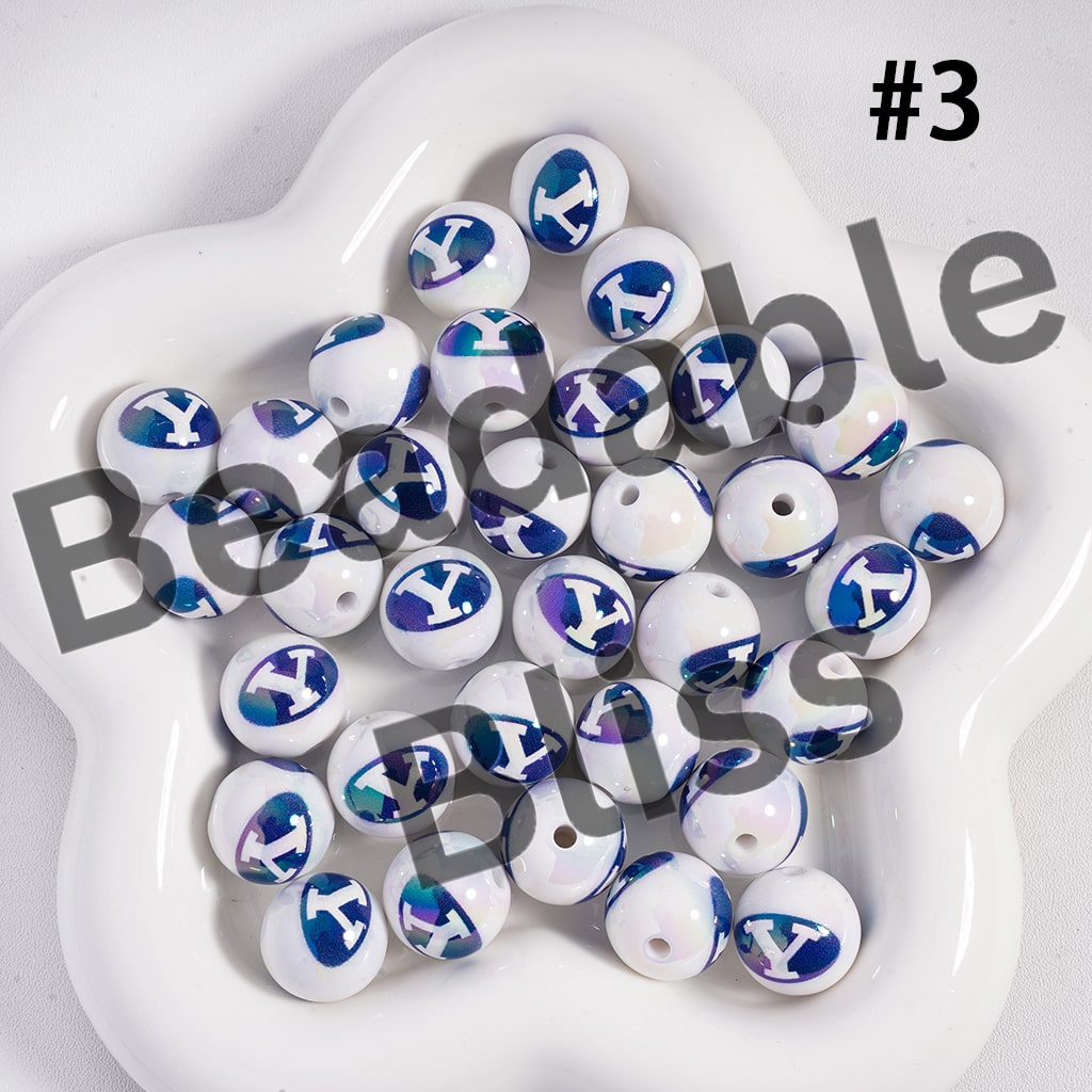 Acrylic Beads UV Coating American College Football Series, 16MM