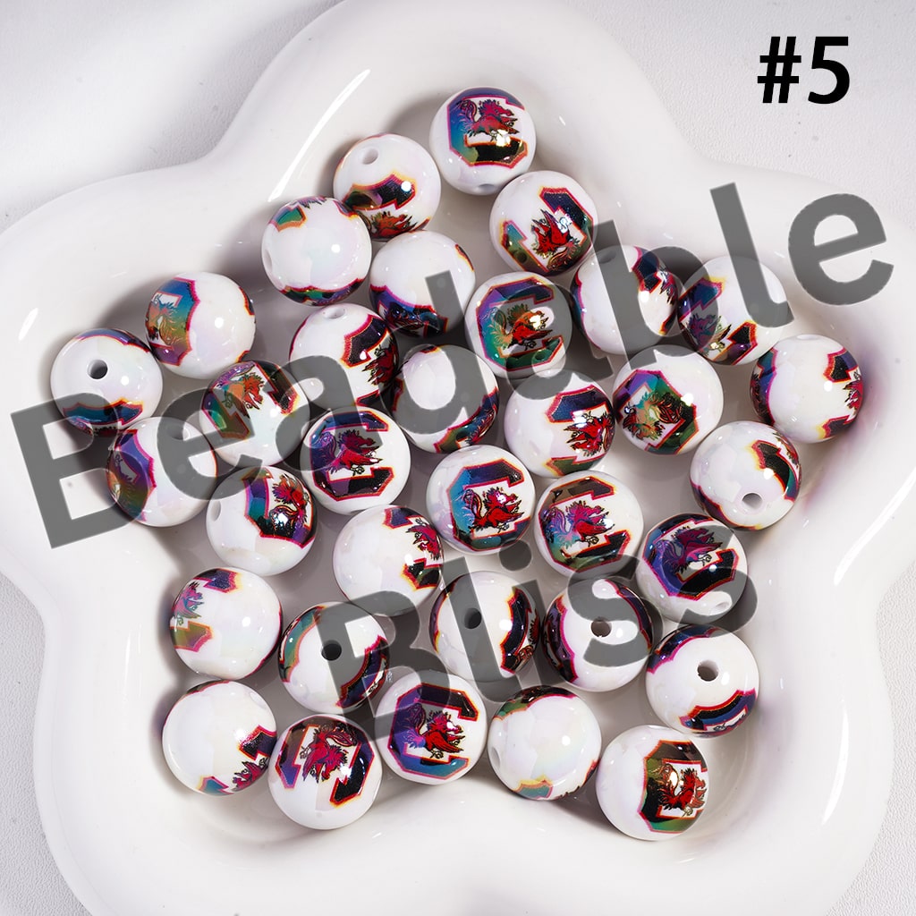 Acrylic Beads UV Coating American College Football Series, 16MM