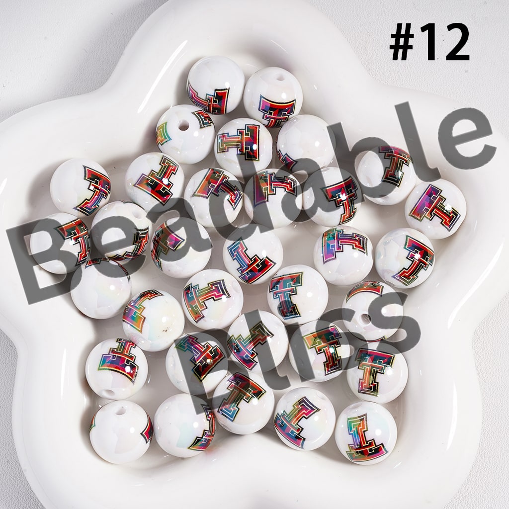 Acrylic Beads UV Coating American College Football Series, 16MM