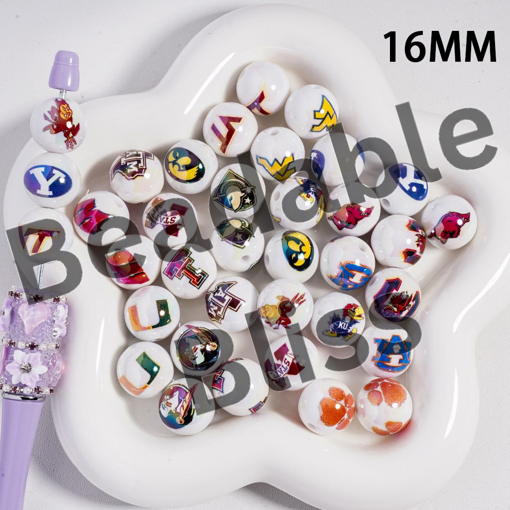 Acrylic Beads UV Coating American College Football Series, 16MM