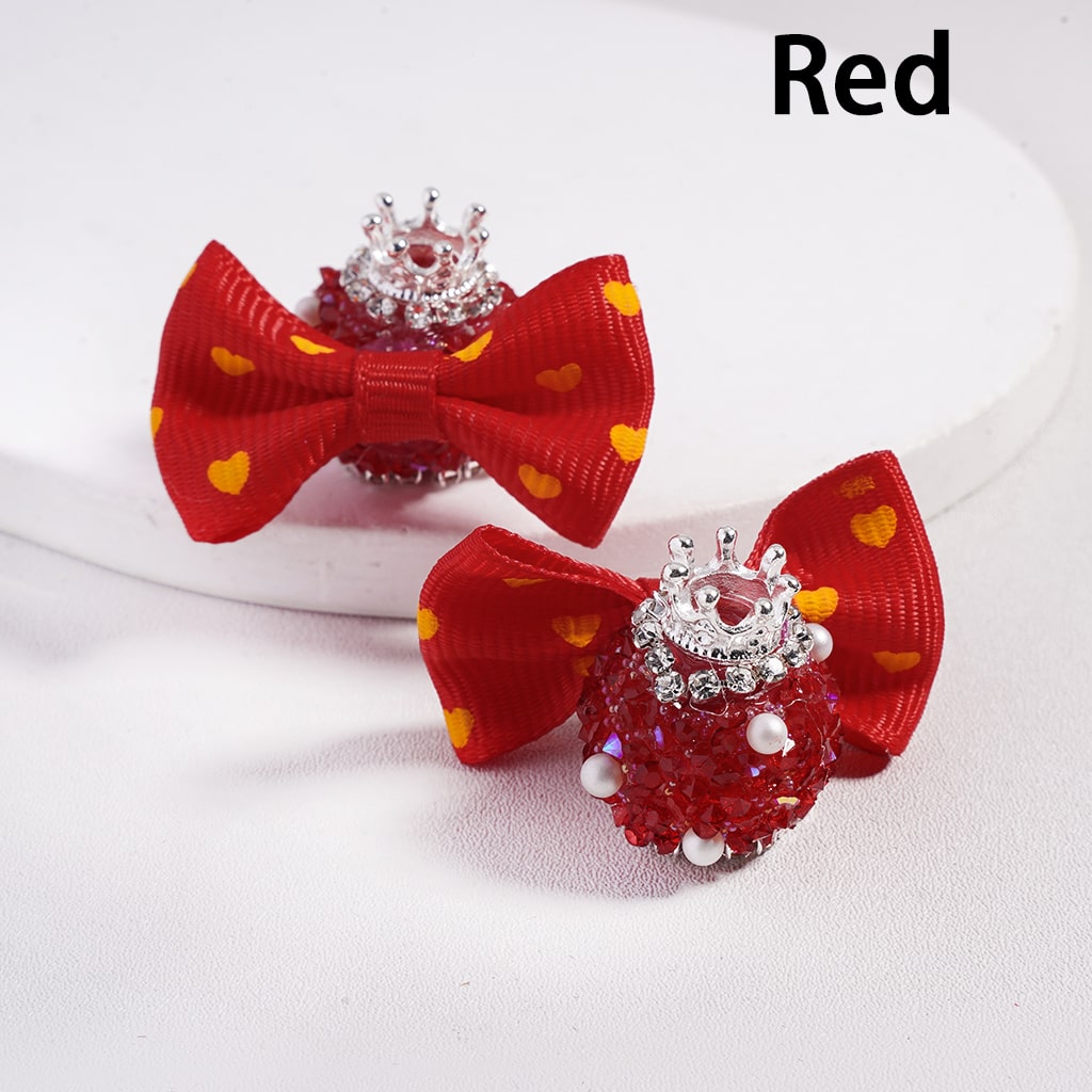 Sugar Acrylic Beads w Fancy Silver Crown White Pearls Shiny Cone Shape Rhinestones Fabric Bowtie, Multi-Color, Random Mix