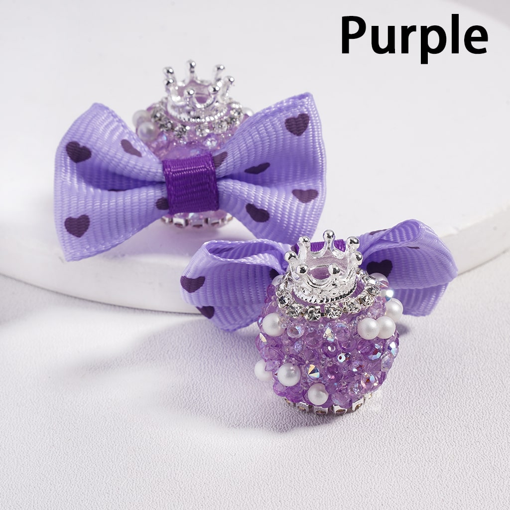 Sugar Acrylic Beads w Fancy Silver Crown White Pearls Shiny Cone Shape Rhinestones Fabric Bowtie, Multi-Color, Random Mix