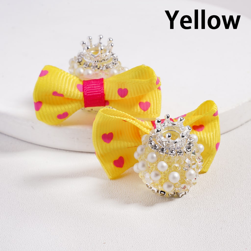 Sugar Acrylic Beads w Fancy Silver Crown White Pearls Shiny Cone Shape Rhinestones Fabric Bowtie, Multi-Color, Random Mix