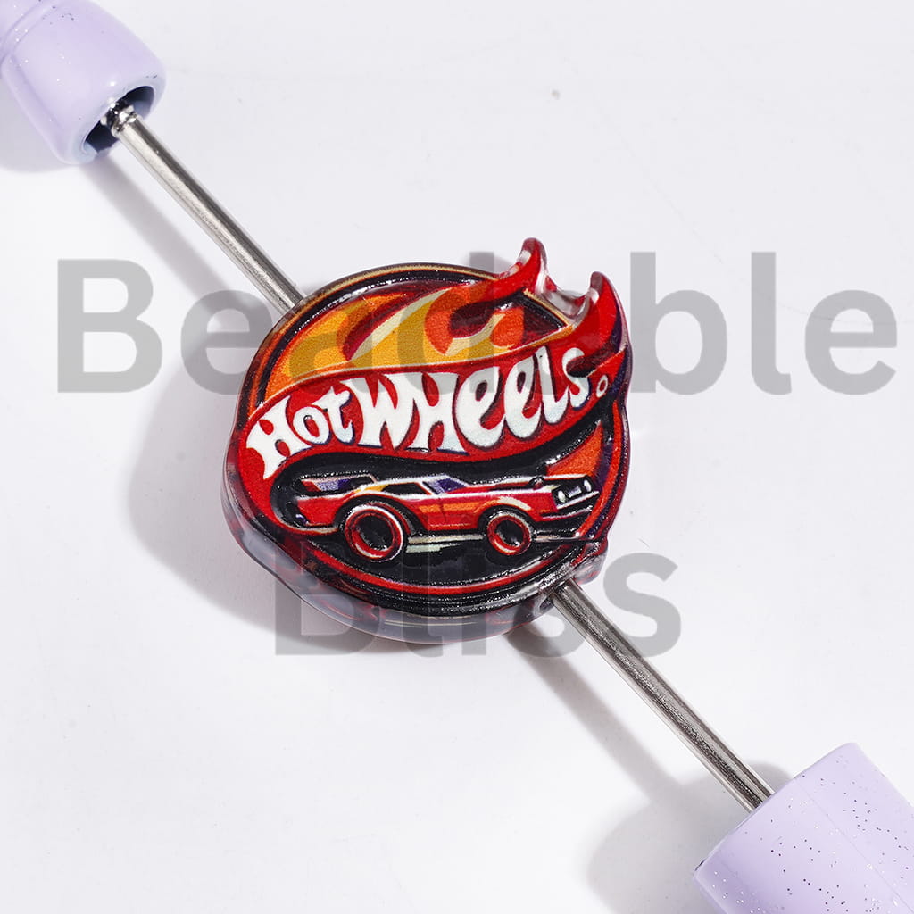 Flame Toy Car in Diverse Style Acrylic Beads, Semi-Clear, Random Mix