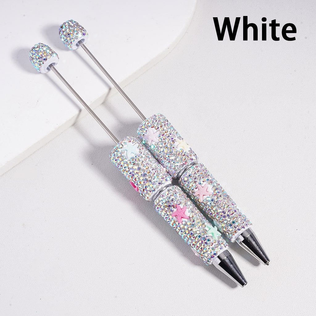 Beadable Clay Pen with Various Colors Starfish Black & AB Rhinestones, Random Mix