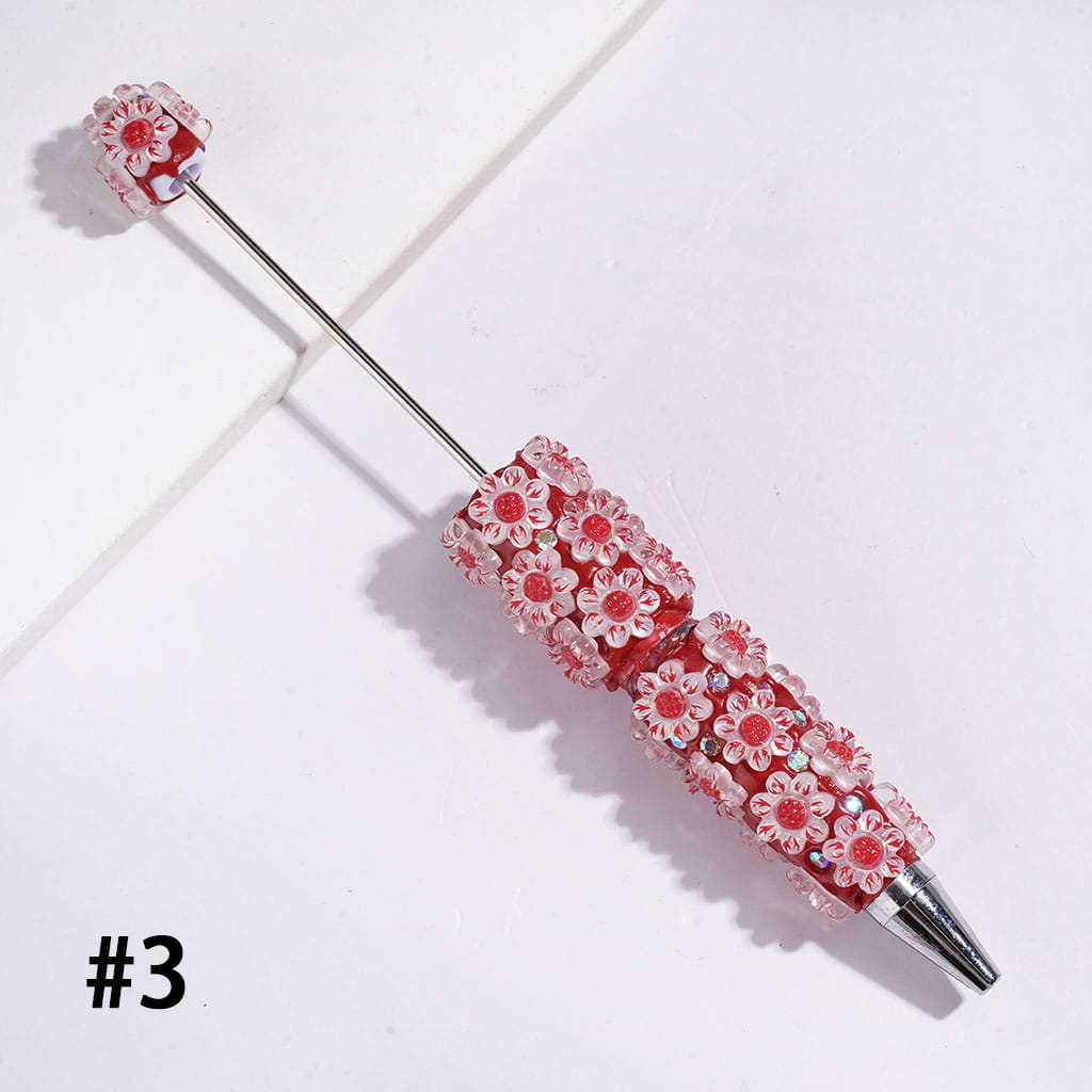 Beadable Clay Pens with Sun Flower and AB Rhinestone, Multi-Color