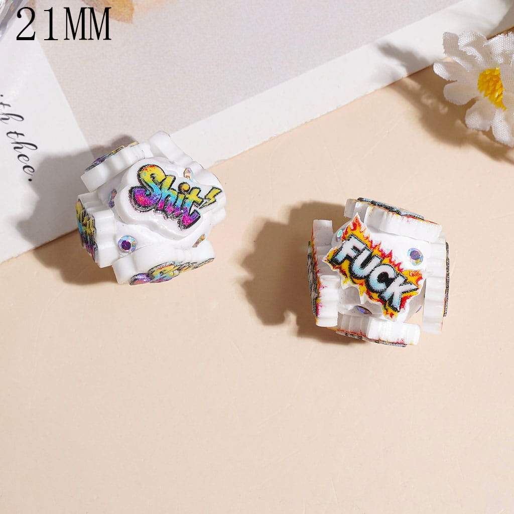 Clay Beads Humor Text Series and AB Rhinestone, 21MM Random Mix