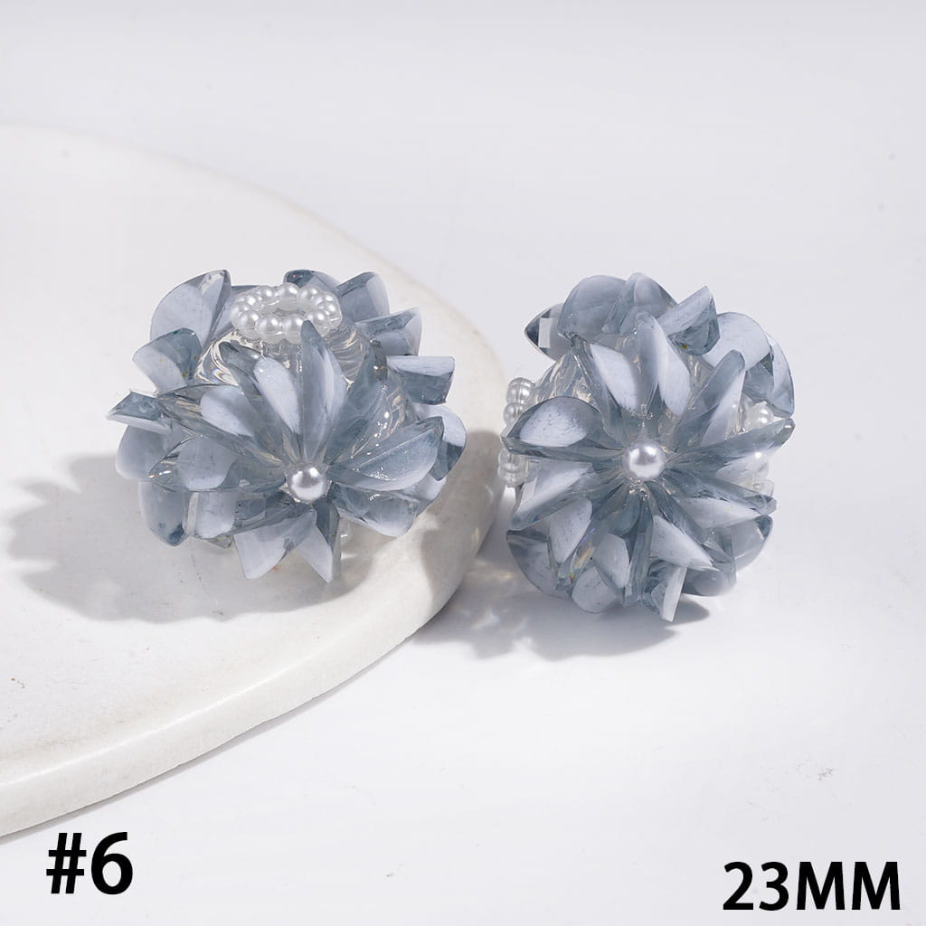 Handmade Acrylic Beads Flower with Crack Marquise Cut Rhinestones, White Pearl Chains, 23MM Multi-Color