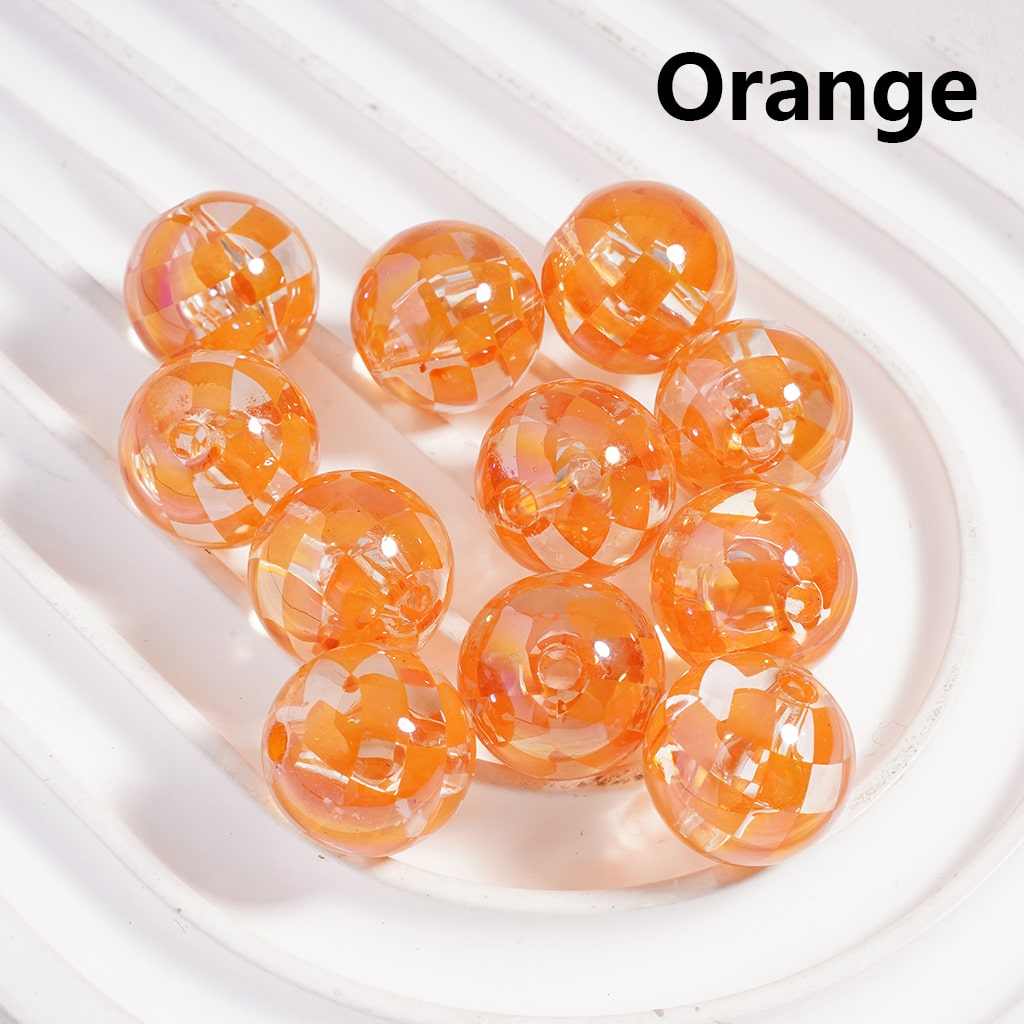 Acrylic Beads Checkered Patterns in Various Colors, Transparent Color, 16MM