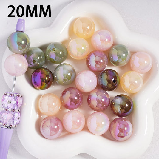 Glossy Acrylic Beads UV Coating Round, 20MM, Random Mix
