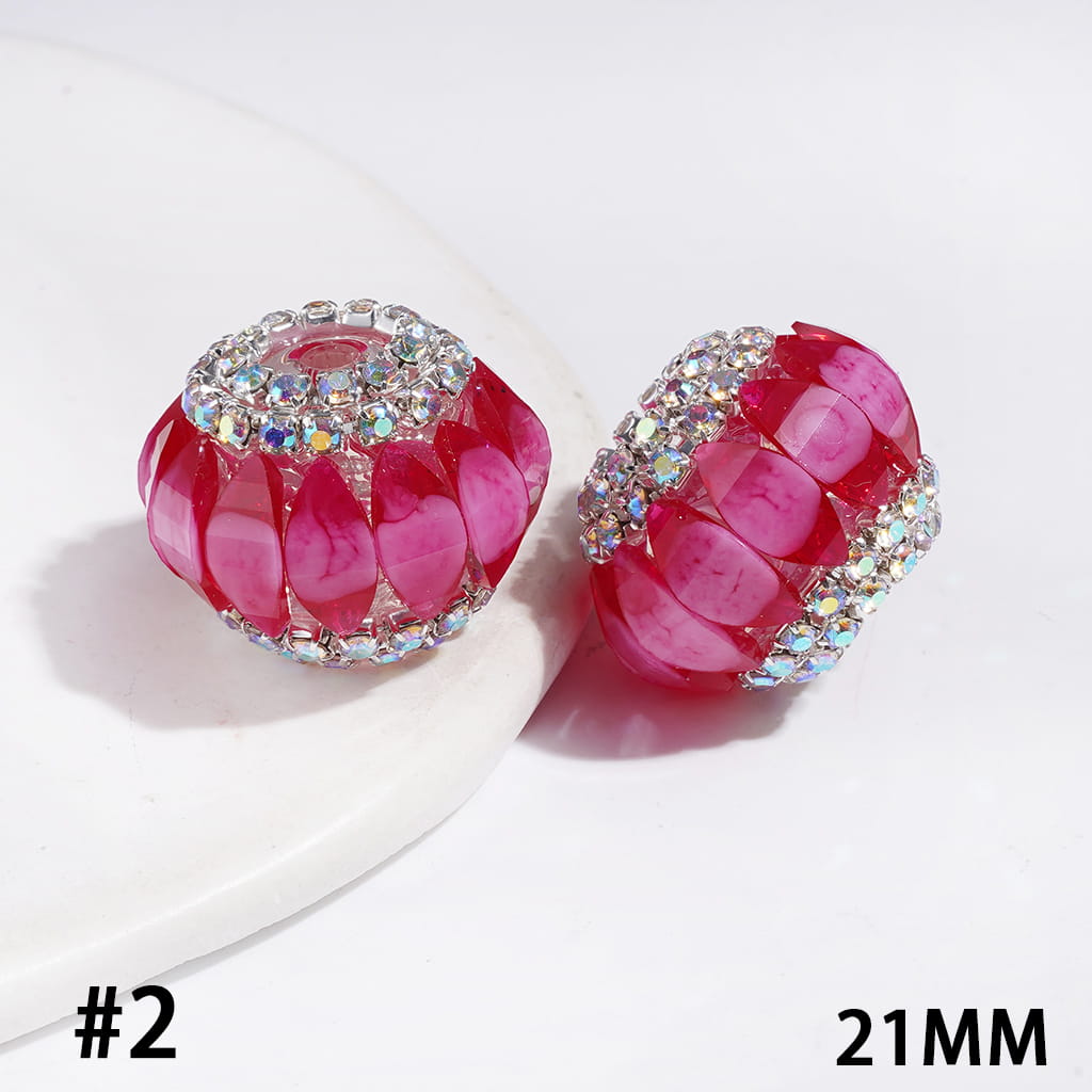 Handmade Acrylic Beads Pumpkin with Crack Marquise Cut Rhinestones, AB Rhinestones Chains, 21MM Multi-Color
