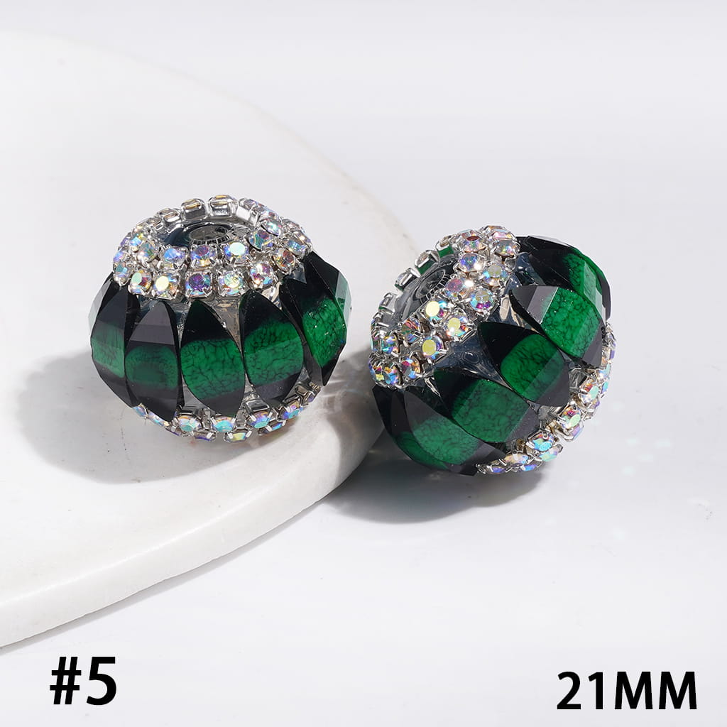 Handmade Acrylic Beads Pumpkin with Crack Marquise Cut Rhinestones, AB Rhinestones Chains, 21MM Multi-Color