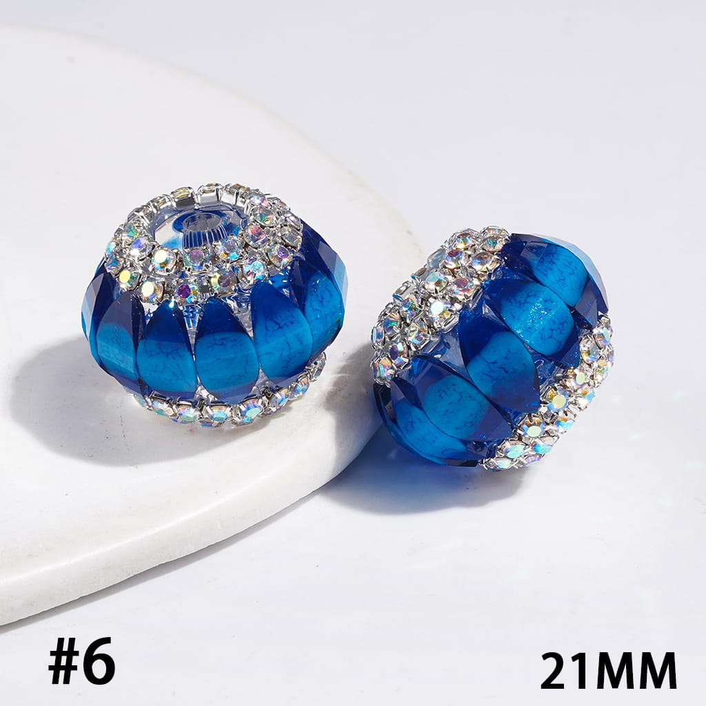 Handmade Acrylic Beads Pumpkin with Crack Marquise Cut Rhinestones, AB Rhinestones Chains, 21MM Multi-Color