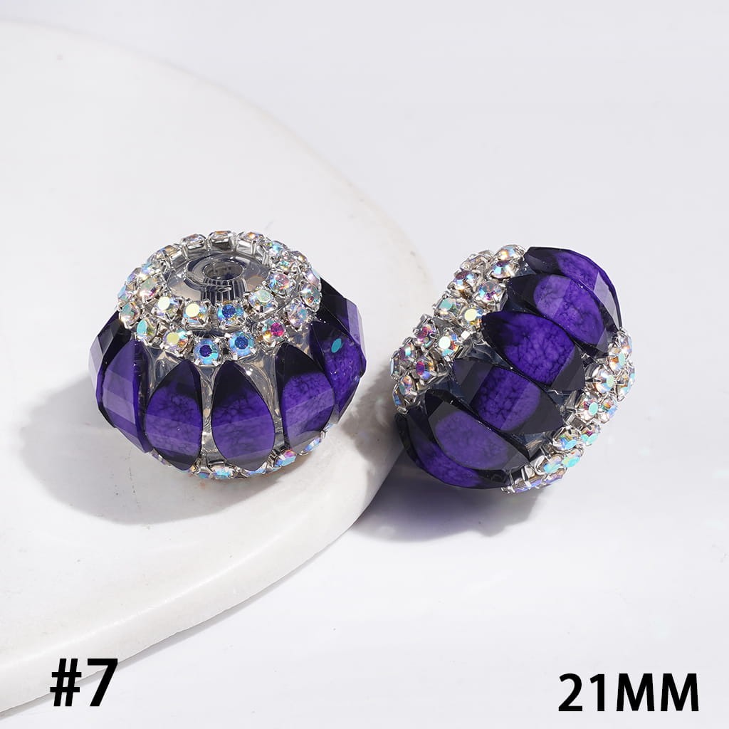 Handmade Acrylic Beads Pumpkin with Crack Marquise Cut Rhinestones, AB Rhinestones Chains, 21MM Multi-Color