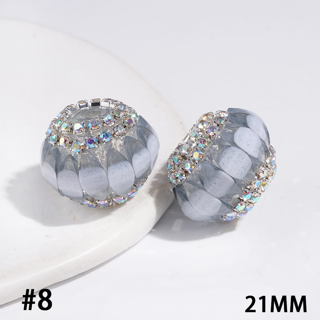 Handmade Acrylic Beads Pumpkin with Crack Marquise Cut Rhinestones, AB Rhinestones Chains, 21MM Multi-Color