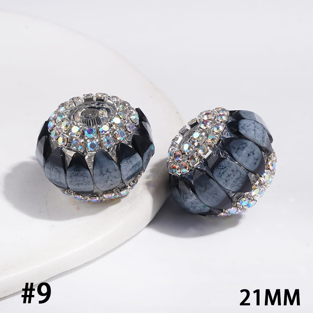 Handmade Acrylic Beads Pumpkin with Crack Marquise Cut Rhinestones, AB Rhinestones Chains, 21MM Multi-Color