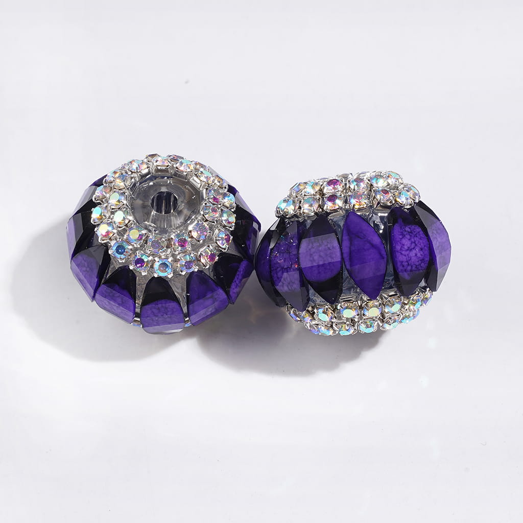Handmade Acrylic Beads Pumpkin with Crack Marquise Cut Rhinestones, AB Rhinestones Chains, 21MM Multi-Color
