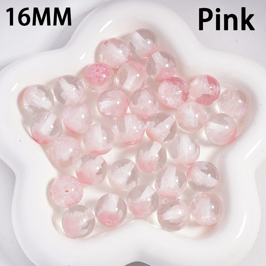 Acrylic Beads, Color Changing, Luminous Glitters & Iceberg Inside, Semi-Clear Color, 16MM