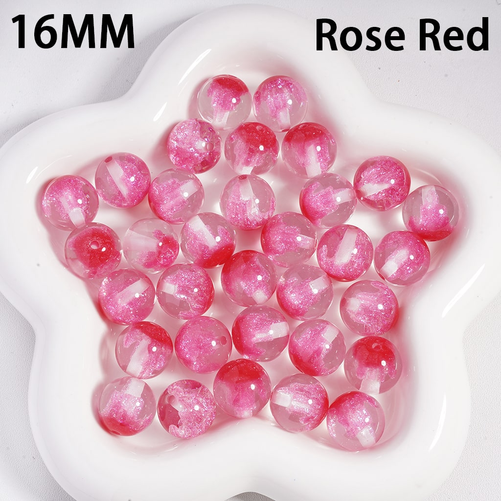Acrylic Beads, Color Changing, Luminous Glitters & Iceberg Inside, Semi-Clear Color, 16MM
