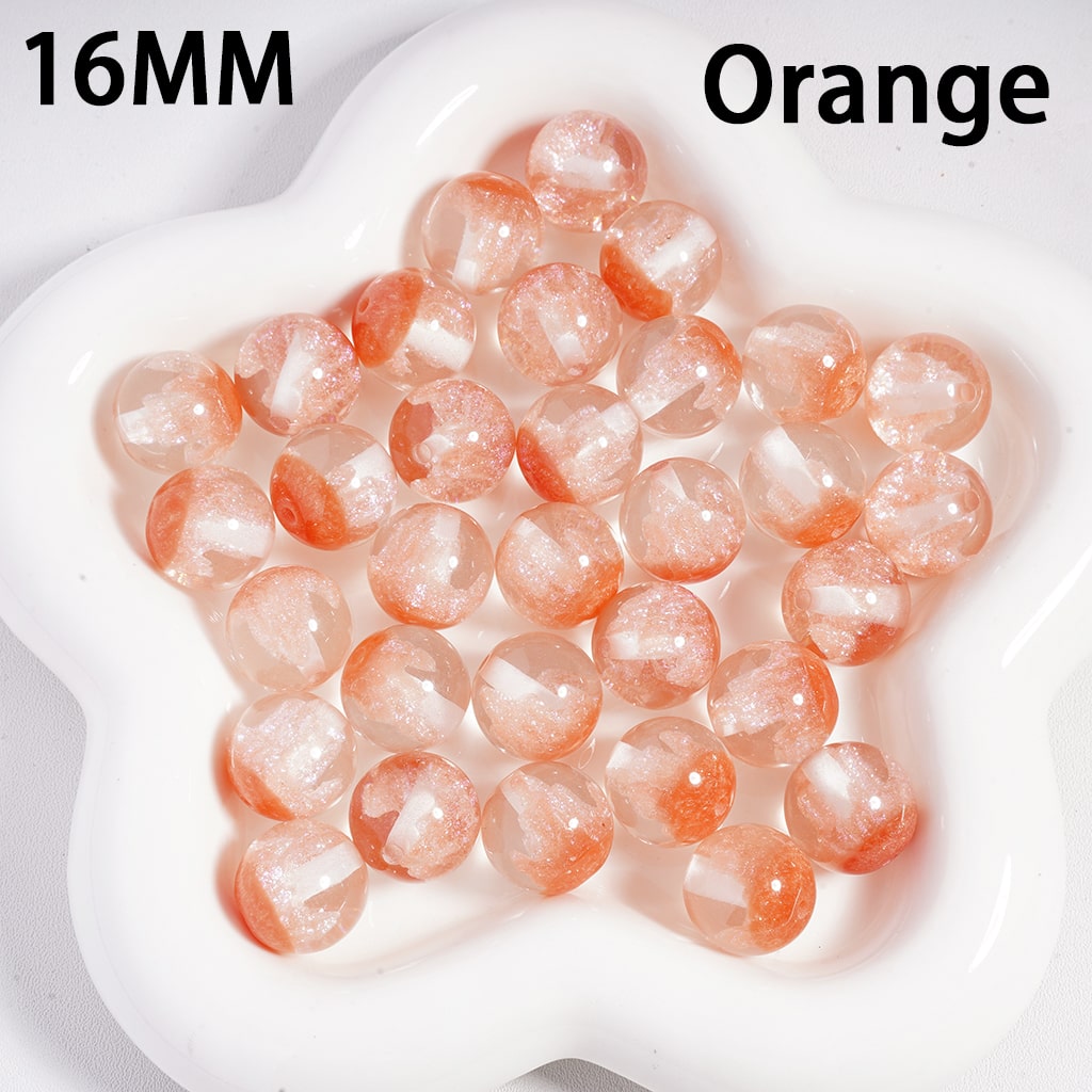 Acrylic Beads, Color Changing, Luminous Glitters & Iceberg Inside, Semi-Clear Color, 16MM