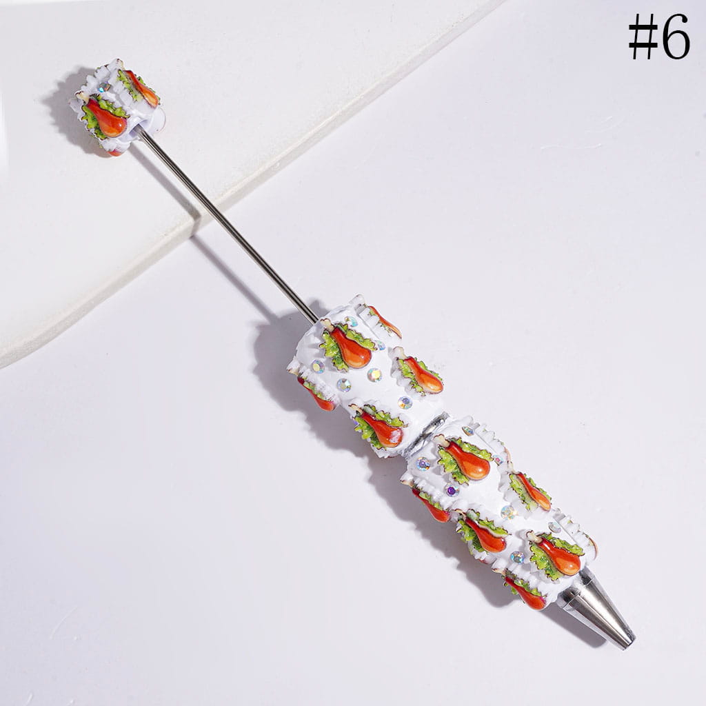 Beadable Clay Pens Thanksgiving Day Theme with Various Food Turkey Truck and AB Rhinestone