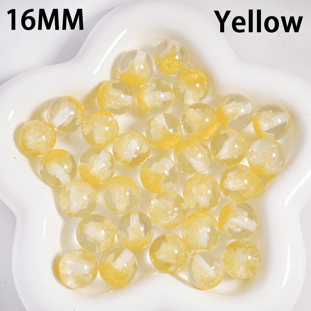 Acrylic Beads, Color Changing, Luminous Glitters & Iceberg Inside, Semi-Clear Color, 16MM