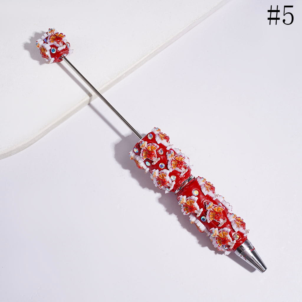 Beadable Clay Pens Thanksgiving Day Theme with Various Food Turkey Truck and AB Rhinestone