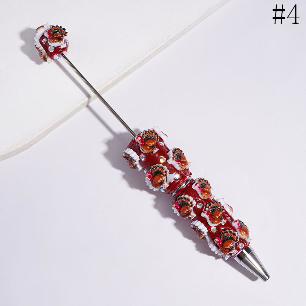 Beadable Clay Pens Thanksgiving Day Theme with Various Food Turkey Truck and AB Rhinestone