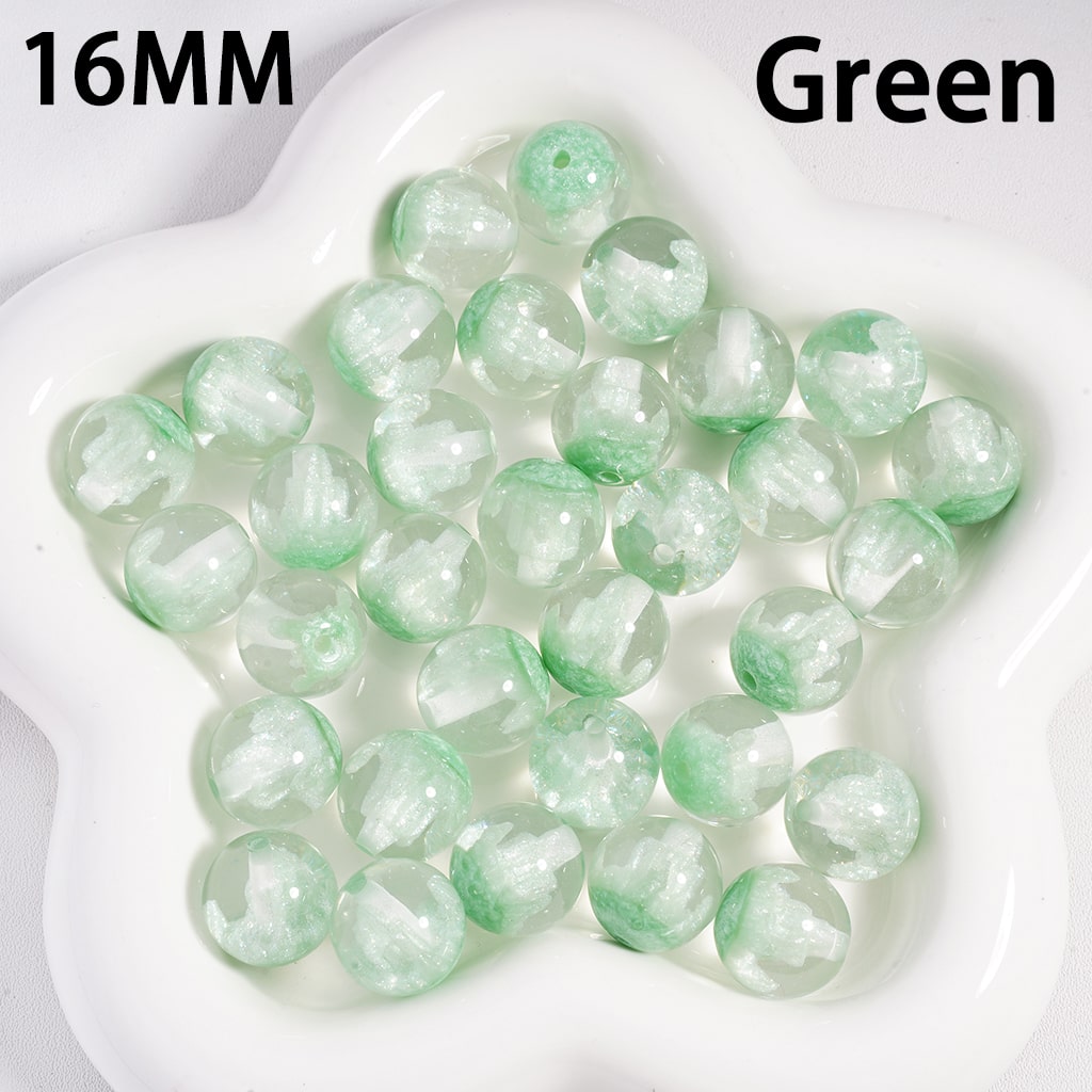 Acrylic Beads, Color Changing, Luminous Glitters & Iceberg Inside, Semi-Clear Color, 16MM