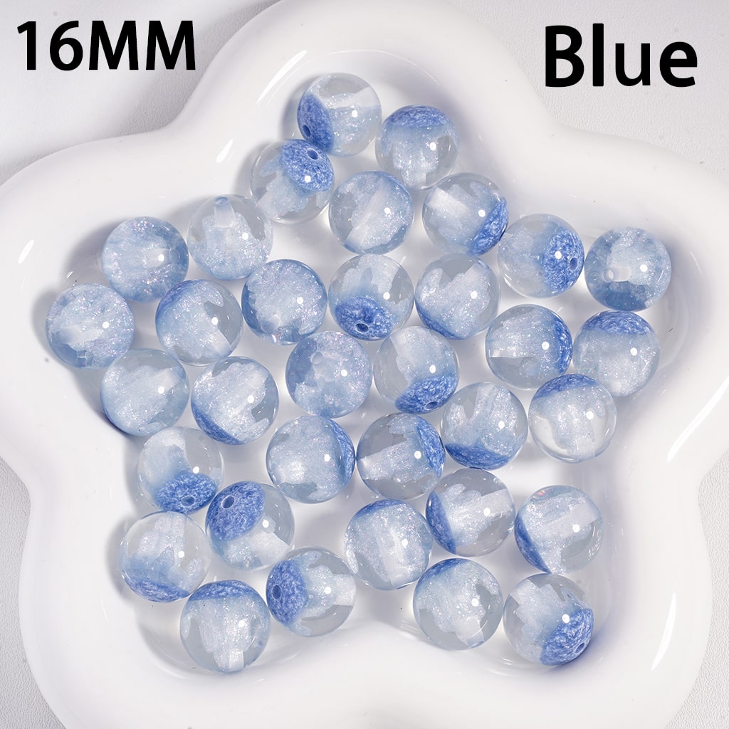 Acrylic Beads, Color Changing, Luminous Glitters & Iceberg Inside, Semi-Clear Color, 16MM