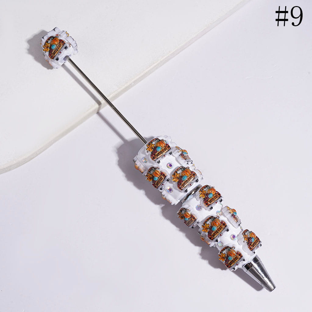 Beadable Clay Pens Thanksgiving Day Theme with Various Food Turkey Truck and AB Rhinestone