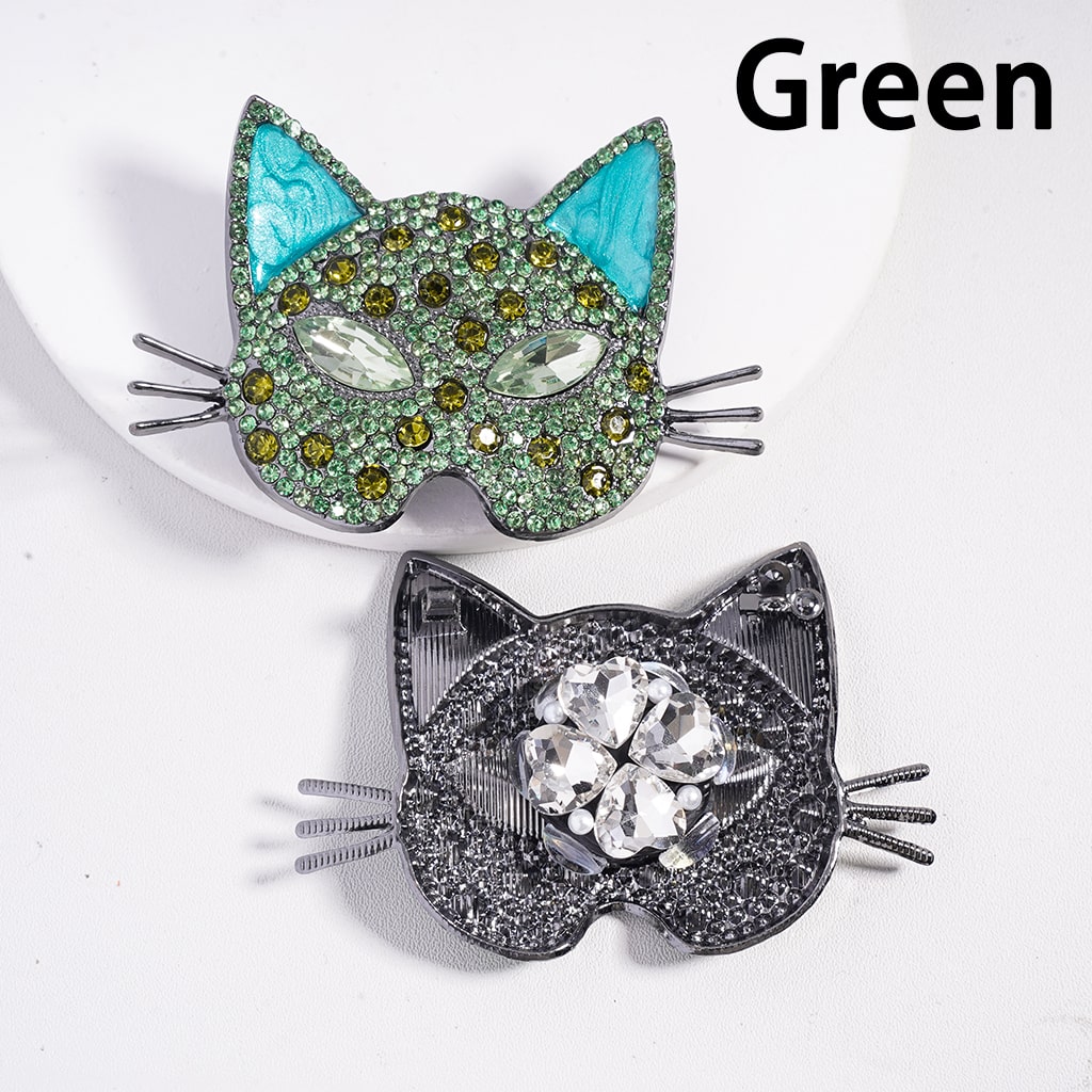 Clay Beads with Cat Face Mask Clear Rhinestones & White Pearls, Multi-Color, 48*72MM Fancy Rhinestone
