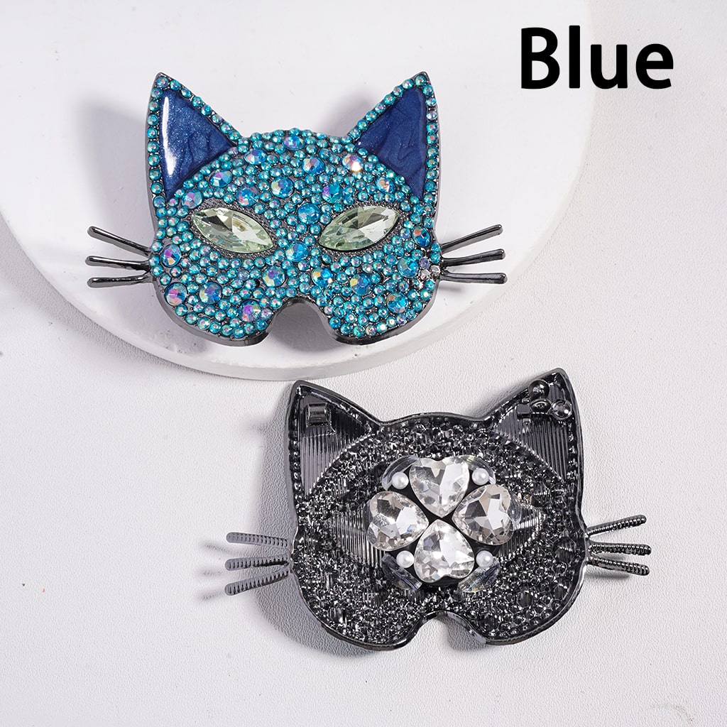Clay Beads with Cat Face Mask Clear Rhinestones & White Pearls, Multi-Color, 48*72MM Fancy Rhinestone