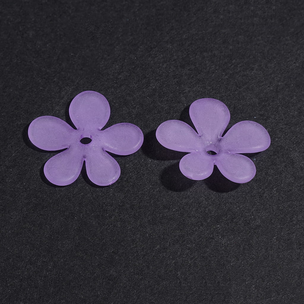 Matte Frosted Five Petaled Flower Acrylic Spacers Beads, 20MM, Multi-Color, Random Mix