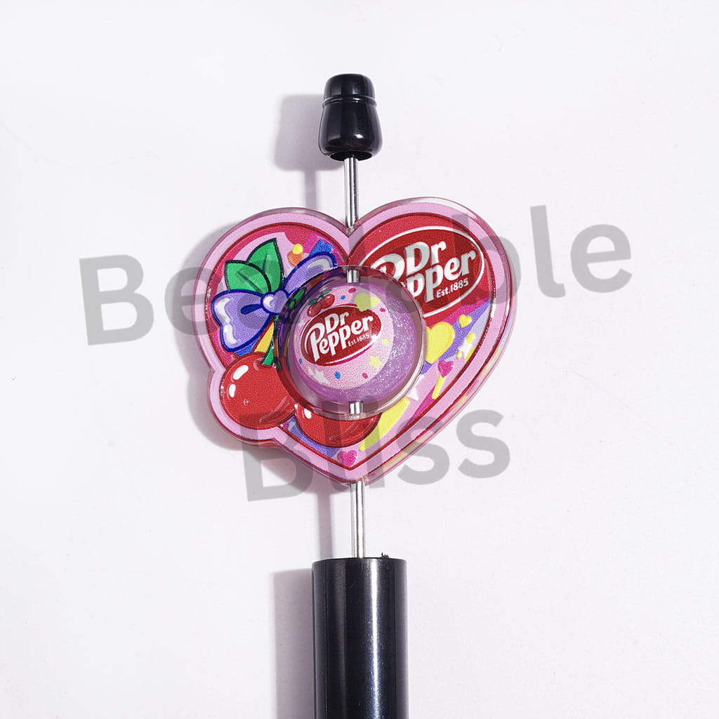 Diverse Designs Soft Drink Collection Set Acrylic Beads, Round Beads with Glitter, Random Mix (1 Set=2 Pieces)