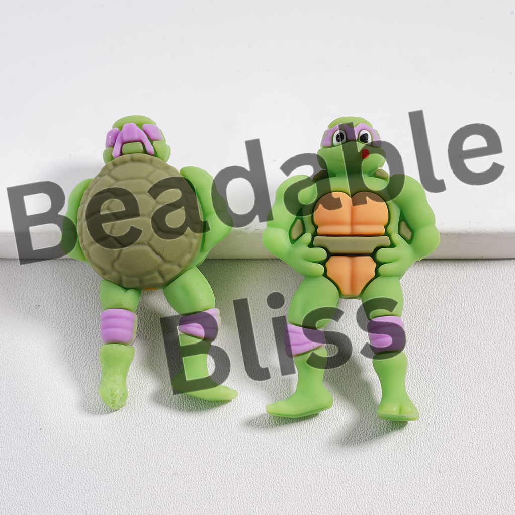 Silicone Focal Beads 3D Green Tortoise Character in Assorted Colors, E ...