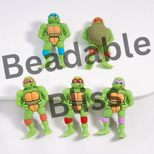 Silicone Focal Beads 3D Green Tortoise Character in Assorted Colors, Eye Mask & Knee Pads