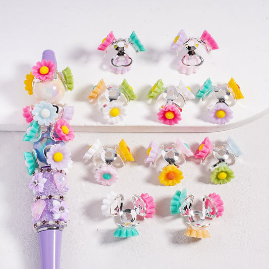 Alloy Bead Cages, Bead Cap in Silver Color, Daisy Flowers and Heart, Random Mix (Please Read the Description)