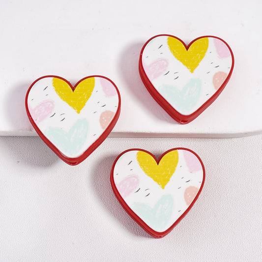 Silicone Focal Beads Hearts on Hearts, Valentine's Day Love Style
